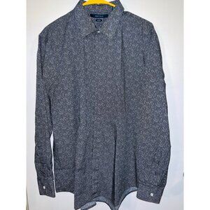 Perry Ellis Mens XL Non-Iron Dress Shirt Grey Patterned